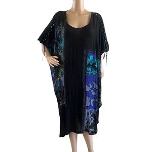 AFRO by Belma crinkle rayon batik caftan dress cover up